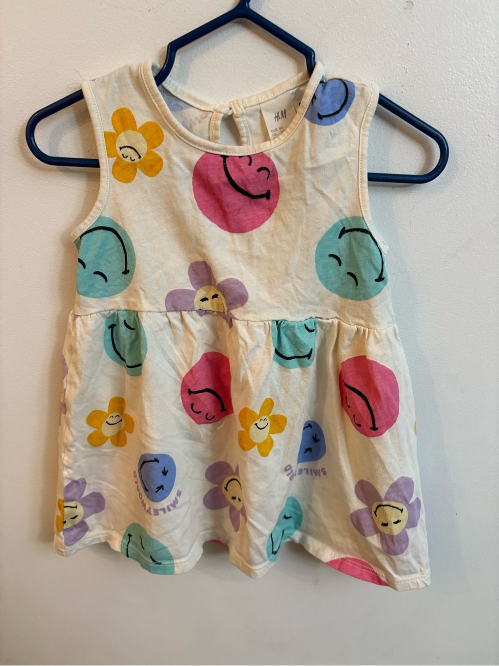 H&M X smiley worlds Cream Smiley Flower Tank Dress for Kids 9-12 months